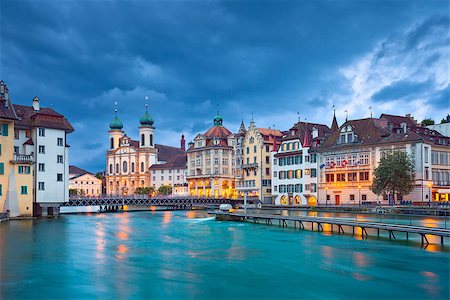 simsearch:400-08076016,k - Image of Lucerne, Switzerland during stormy evening. Stock Photo - Budget Royalty-Free & Subscription, Code: 400-07666488