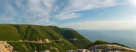 Panorama of Cabot Trail from Skyline Trail look-off (French Mountain, Cape Breton, Nova Scotia, Canada) Stockbilder - Microstock & Abonnement, Bildnummer: 400-07666772