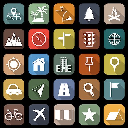 Location flat icons with long shadow, stock vector Stock Photo - Budget Royalty-Free & Subscription, Code: 400-07666838