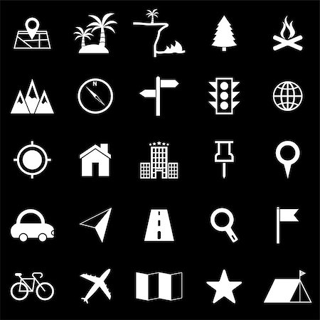 simsearch:400-07425839,k - Location icons on black background, stock vector Foto de stock - Royalty-Free Super Valor e Assinatura, Número: 400-07666839