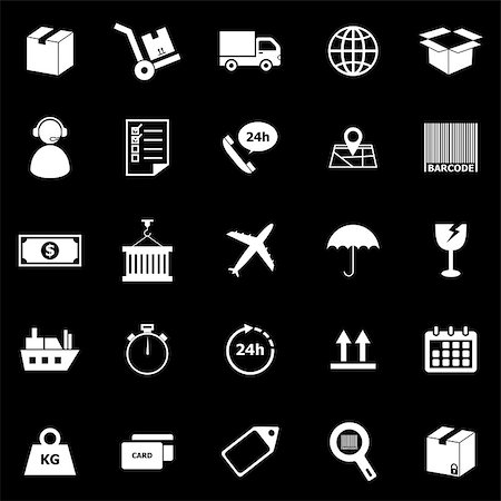 Logistics icons on black background, stock vector Stock Photo - Budget Royalty-Free & Subscription, Code: 400-07666845