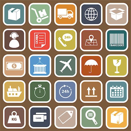 Logistics falt icons on brown background, stock vector Stock Photo - Budget Royalty-Free & Subscription, Code: 400-07666843