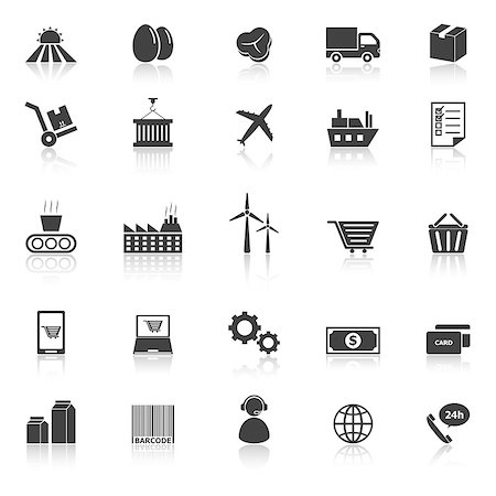 Supply chain icons with reflect on white background, stock vector Stock Photo - Budget Royalty-Free & Subscription, Code: 400-07666853