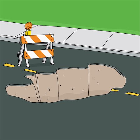 simsearch:400-07513507,k - Reflective traffic barricade in front of large sinkhole Photographie de stock - Aubaine LD & Abonnement, Code: 400-07667591