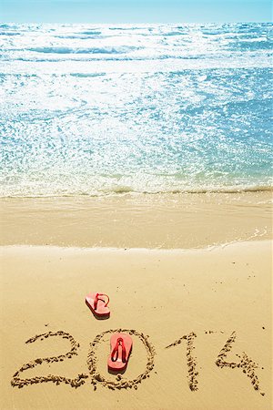 Red flip flops and digits 2014 on the beach sand.Concept of summer vacations and new year Stock Photo - Budget Royalty-Free & Subscription, Code: 400-07667704