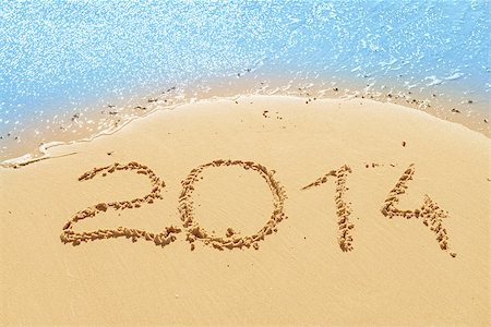 digits   2014 on the sand seashore - concept of new year and passing of time Stock Photo - Budget Royalty-Free & Subscription, Code: 400-07667702