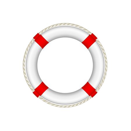 simsearch:400-06527467,k - White life buoy with rope around on white background Stock Photo - Budget Royalty-Free & Subscription, Code: 400-07667803