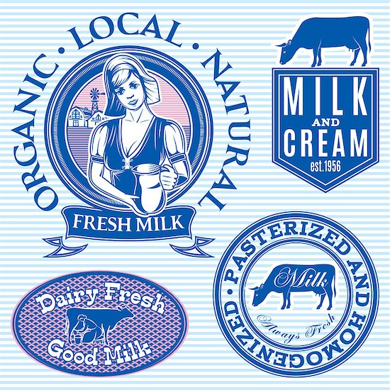 set of vector icons on the theme of cow's milk Stock Photo - Royalty-Free, Artist: 111chemodan111, Image code: 400-07668892