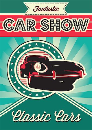Vintage poster for the exhibition of cars Foto de stock - Super Valor sin royalties y Suscripción, Código: 400-07668893