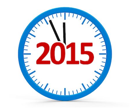 Modern isolated clock on white background represents new year 2015, three-dimensional rendering Stock Photo - Budget Royalty-Free & Subscription, Code: 400-07669046