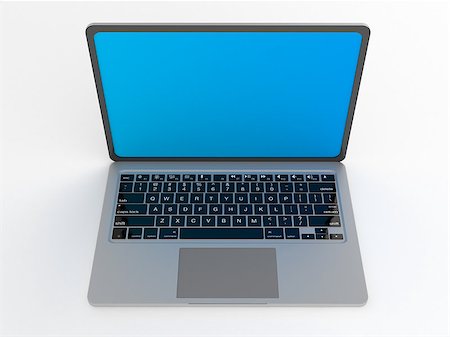 3D render of Modern glossy laptop on white backround. Foto de stock - Royalty-Free Super Valor e Assinatura, Número: 400-07669291