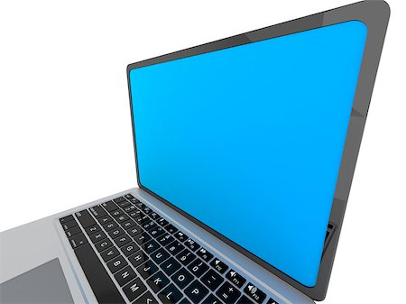 3D render of Modern glossy laptop on white backround. Foto de stock - Royalty-Free Super Valor e Assinatura, Número: 400-07669293