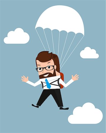 skydiver - Lucky businessman is flying with parachute. Conceptual illustration. Contains EPS10 and high-resolution JPEG Stock Photo - Budget Royalty-Free & Subscription, Code: 400-07669516