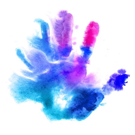 simsearch:400-03986982,k - Multicolored human hand print in watercolor style Photographie de stock - Aubaine LD & Abonnement, Code: 400-07669870