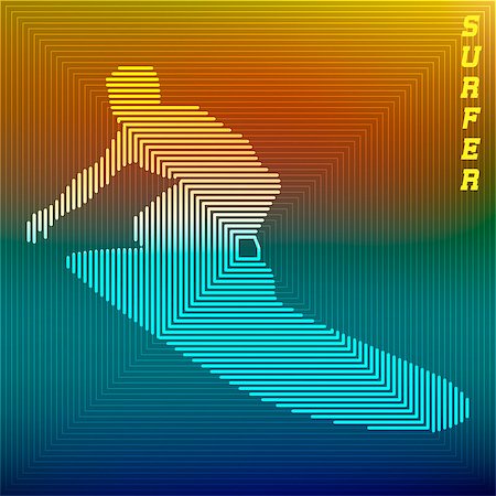 simsearch:400-04347146,k - Abstract silhouette of a surfer at sunset. Vector illustration Fotografie stock - Microstock e Abbonamento, Codice: 400-07669871