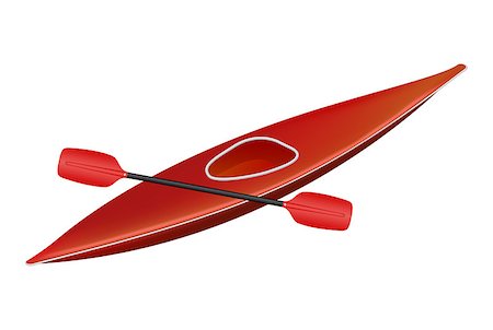 Canoe in red design with paddle on white background Stock Photo - Budget Royalty-Free & Subscription, Code: 400-07660130