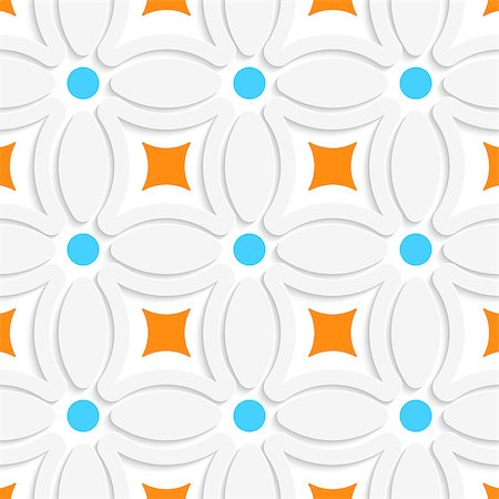 simsearch:400-07660280,k - Abstract 3d seamless background. Geometric pattern with orange squares and blue dots  with cut out of paper effect. Photographie de stock - Aubaine LD & Abonnement, Code: 400-07660236