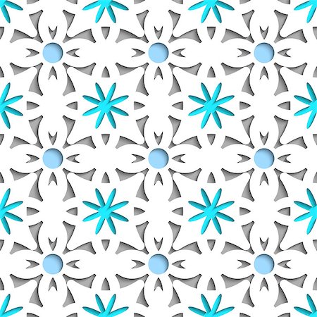 simsearch:400-07660280,k - Abstract 3d seamless background. Simple geometrical pattern white repainting flowers with cut out of paper effect and blue color underneath. Photographie de stock - Aubaine LD & Abonnement, Code: 400-07660249