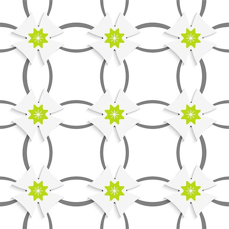 simsearch:400-07660293,k - Abstract 3d seamless background. Gray ornament net green flowers and white crosses with cut out of paper effect. Fotografie stock - Microstock e Abbonamento, Codice: 400-07660243