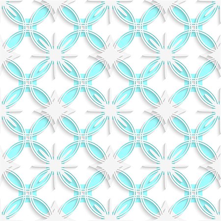 simsearch:400-07660293,k - Abstract 3d seamless background. White detailed ornament layered on cyan circles with out of paper effect. Fotografie stock - Microstock e Abbonamento, Codice: 400-07660256