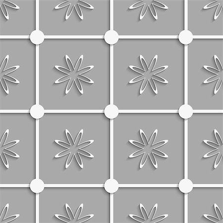 simsearch:400-07660293,k - Abstract 3d seamless background. White dots and flowers cut out o paper with shadow on gray background. Fotografie stock - Microstock e Abbonamento, Codice: 400-07660259