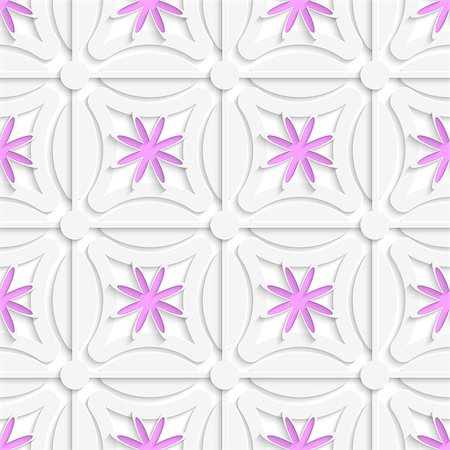 simsearch:400-07660280,k - Abstract 3d seamless background. White net and pink flowers cut out o paper with shadow on white background. Photographie de stock - Aubaine LD & Abonnement, Code: 400-07660266