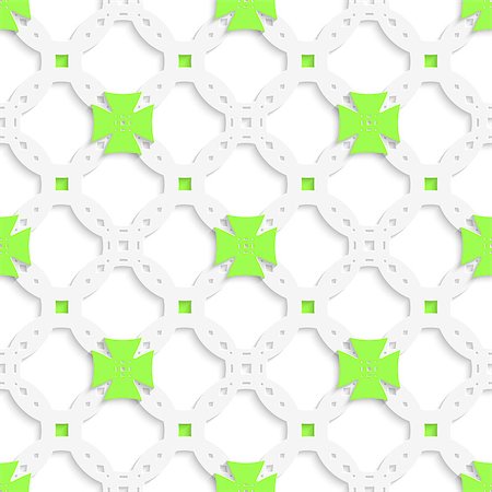 simsearch:400-07666215,k - Abstract 3d geometrical seamless background. White perforated ornament with green crosses and cut out of paper effect. Stock Photo - Budget Royalty-Free & Subscription, Code: 400-07660278