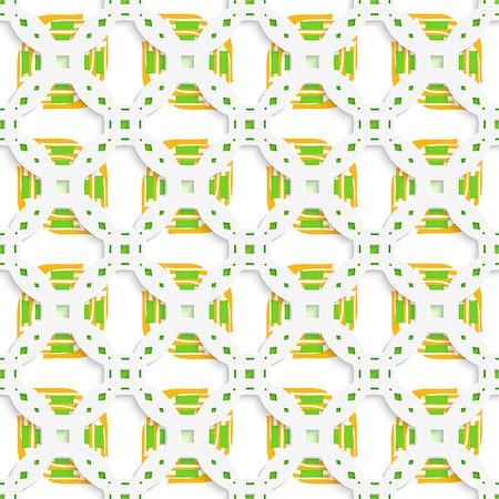 simsearch:400-07660280,k - Abstract 3d geometrical seamless background. White perforated ornament with green orange and cut out of paper effect. Photographie de stock - Aubaine LD & Abonnement, Code: 400-07660279