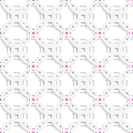 simsearch:400-07666215,k - Abstract 3d geometrical seamless background. White perforated ornament layered with pink on white rectangles with cut out of paper effect. Stock Photo - Budget Royalty-Free & Subscription, Code: 400-07660272