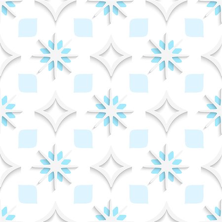 simsearch:400-07660280,k - Abstract 3d seamless background. White pointy rhombuses with blue and white snowflakes and cut out of paper effect. Photographie de stock - Aubaine LD & Abonnement, Code: 400-07660282