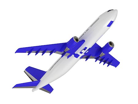 White blue passenger airliner. Top view isolated on white Stock Photo - Budget Royalty-Free & Subscription, Code: 400-07660421