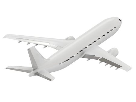 Big white passenger airliner. Top view isolated on white Stock Photo - Budget Royalty-Free & Subscription, Code: 400-07660422