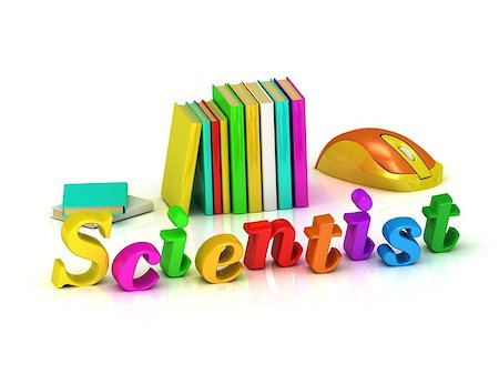 simsearch:400-08111777,k - scientist 3d inscription bright volume letter and textbooks and computer mouse on white background Photographie de stock - Aubaine LD & Abonnement, Code: 400-07660454