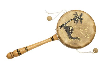 Small drum made of wood and leather. Isolated on white background Stock Photo - Budget Royalty-Free & Subscription, Code: 400-07660595