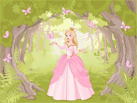 Charming princess a fantastic wood surrounded by butterflies Stock Photo - Budget Royalty-Free & Subscription, Code: 400-07660659