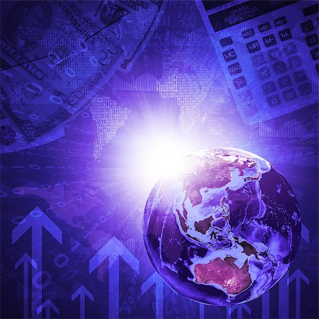 simsearch:700-02265012,k - Earth, world map and arrow on money background. Business concept. Elements of this image are furnished by NASA Foto de stock - Super Valor sin royalties y Suscripción, Código: 400-07660792