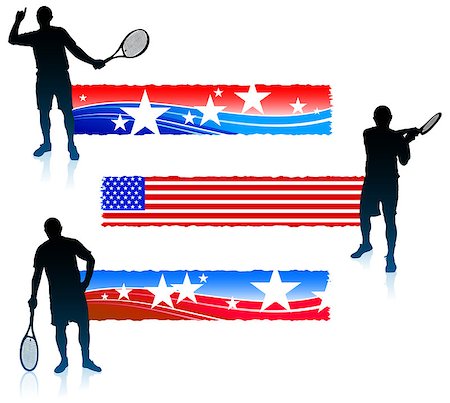 Tennis Player and United States Banner Set Original Vector Illustration Stock Photo - Budget Royalty-Free & Subscription, Code: 400-07661385