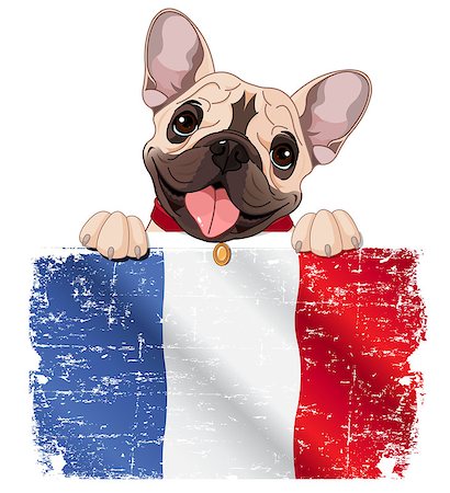 dog fan - Illustration of French bulldog fan holds French flag Stock Photo - Budget Royalty-Free & Subscription, Code: 400-07661424