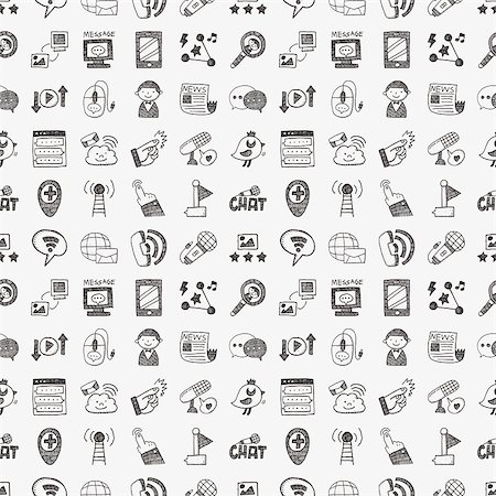 seamless doodle communication pattern Stock Photo - Budget Royalty-Free & Subscription, Code: 400-07661466