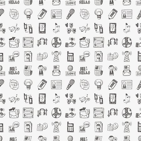 seamless doodle communication pattern Stock Photo - Budget Royalty-Free & Subscription, Code: 400-07661475