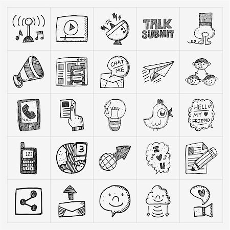 doodle communication icons set Stock Photo - Budget Royalty-Free & Subscription, Code: 400-07661476