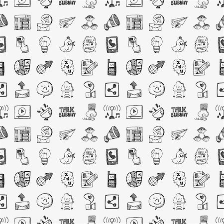 seamless doodle communication pattern Stock Photo - Budget Royalty-Free & Subscription, Code: 400-07661477
