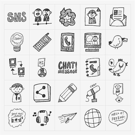 simsearch:400-07405373,k - doodle communication icons set Stock Photo - Budget Royalty-Free & Subscription, Code: 400-07661478