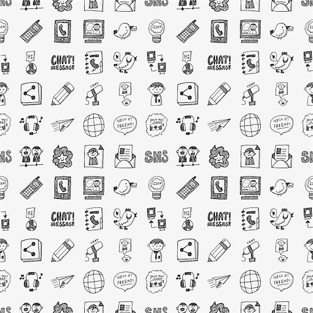 seamless doodle communication pattern Stock Photo - Budget Royalty-Free & Subscription, Code: 400-07661479