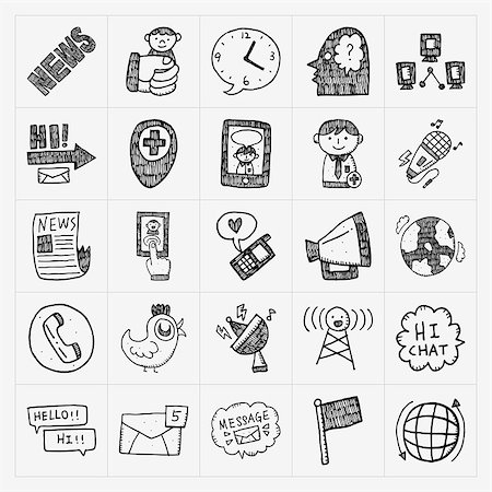 simsearch:400-07630248,k - doodle communication icons set Stock Photo - Budget Royalty-Free & Subscription, Code: 400-07661480