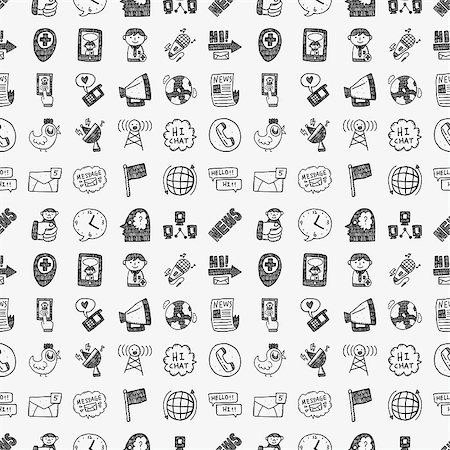 seamless doodle communication pattern Stock Photo - Budget Royalty-Free & Subscription, Code: 400-07661481