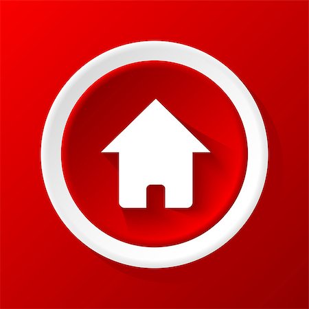 simsearch:400-07661639,k - Home 3D Paper Icon on a red background Stock Photo - Budget Royalty-Free & Subscription, Code: 400-07661645