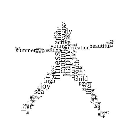 simsearch:400-04522632,k - Jumping people silhouette made with words - vector illustration Photographie de stock - Aubaine LD & Abonnement, Code: 400-07661701