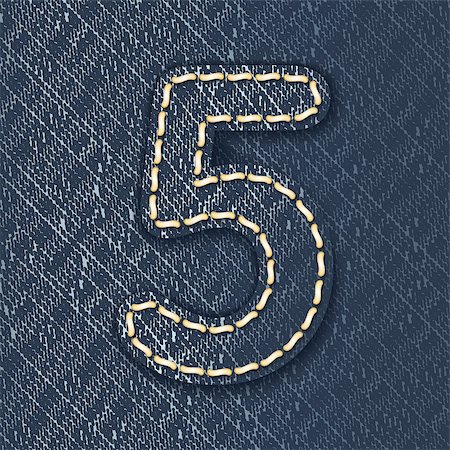 simsearch:400-08919868,k - Number 5 made from jeans fabric - vector illustration Foto de stock - Royalty-Free Super Valor e Assinatura, Número: 400-07661715