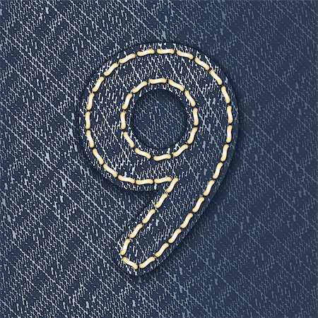 simsearch:400-08919868,k - Number 9 made from jeans fabric - vector illustration Foto de stock - Royalty-Free Super Valor e Assinatura, Número: 400-07661738